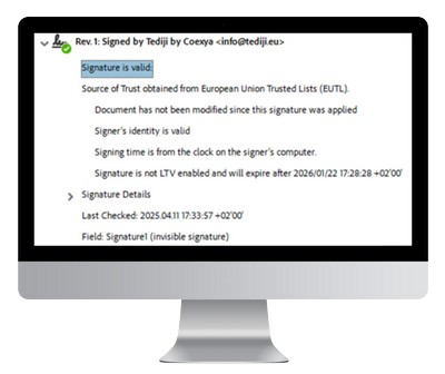 Validation d’un document signé avec un cachet serveur qualifié eIDAS dans un lecteur PDF